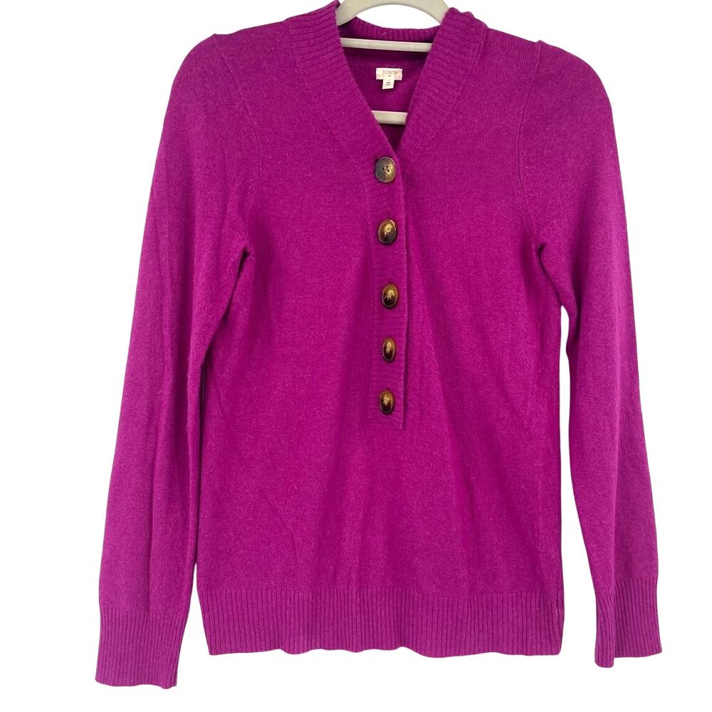 J Crew Cashmere Blend Button Womens Sweater Sz M Preppy Academia Bold Cozy Y2k